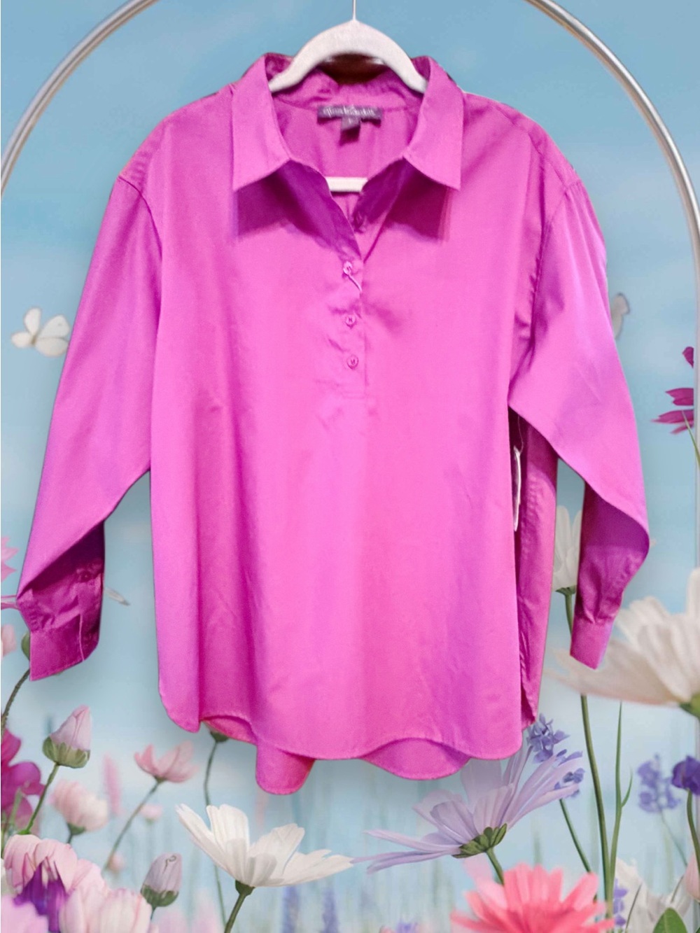 Gloria Vanderbilt NWT Magenta Button-Front Shirt size XL